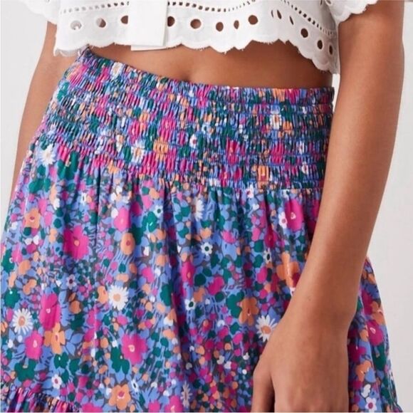 Rails Edina Leilani Floral Midi Skirt Tiered Smocked Waist Peasant Women’s MED - Picture 3 of 12